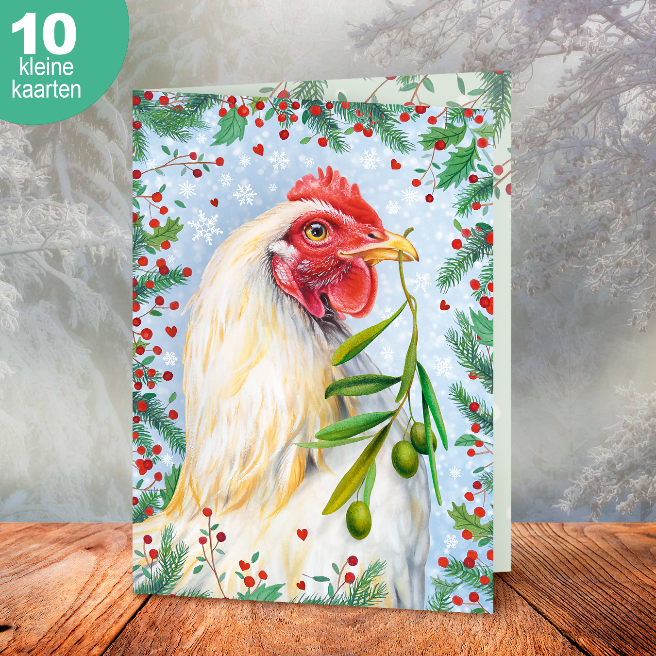 Set van 10 kleine vredeskip kerstkaarten, inclusief verzending