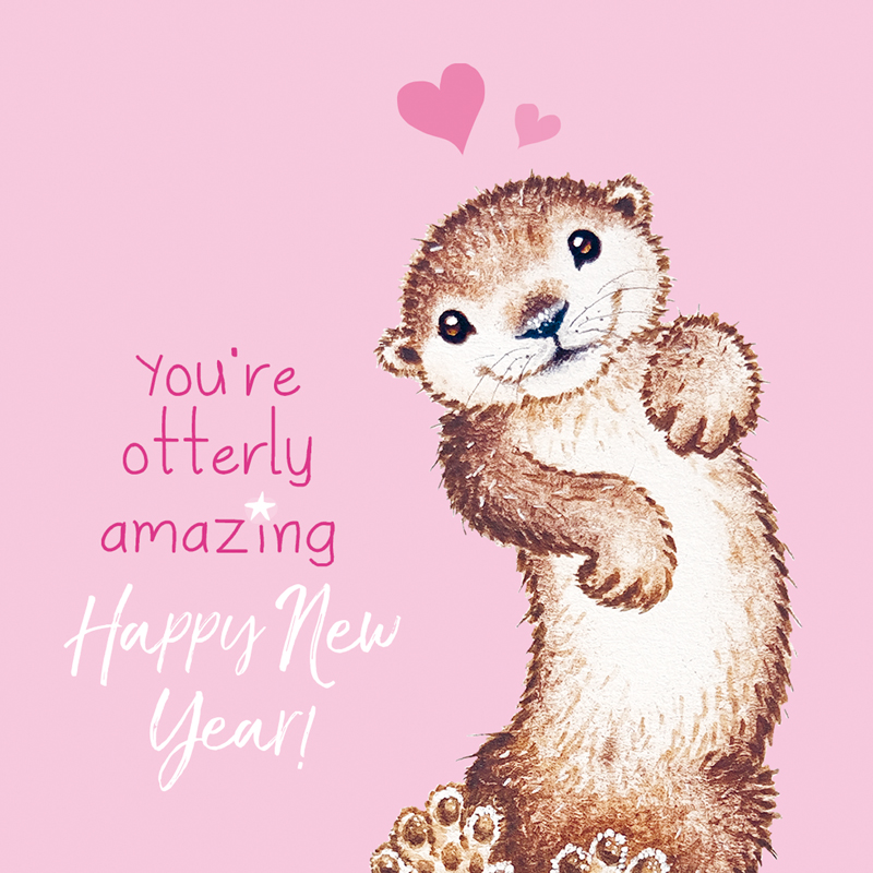 Set van 10 kleine 'Otterly Amazing' nieuwjaarskaarten, inclusief verzending - Afbeelding 2