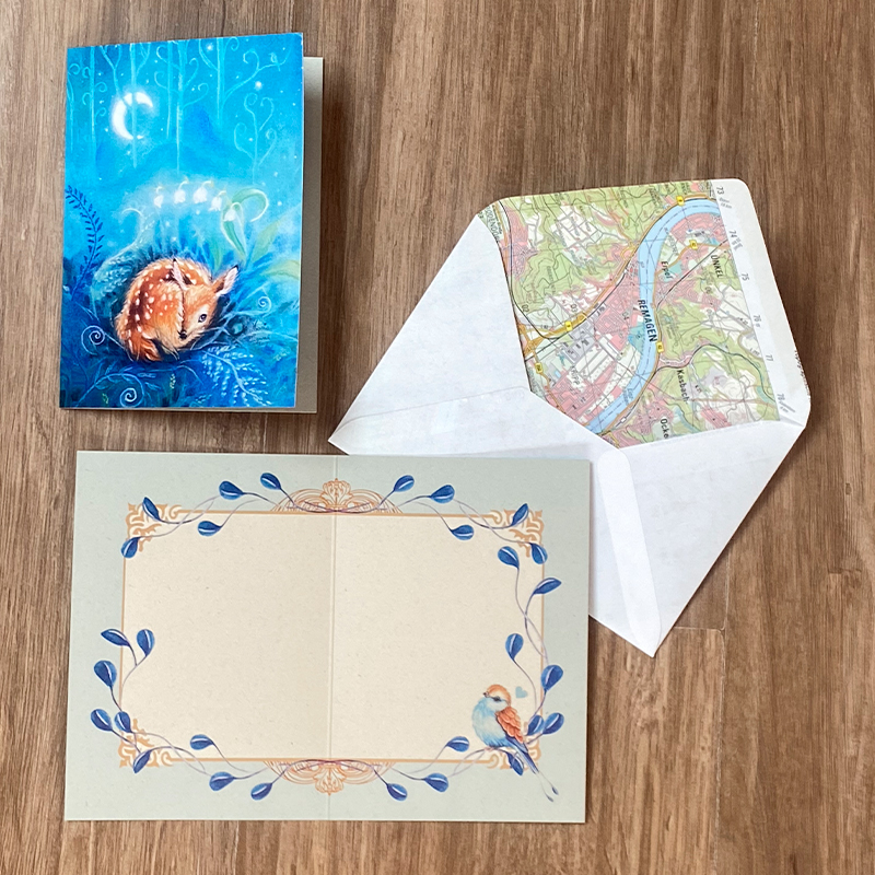 Set van 10 kleine hertkaarten, inclusief verzending