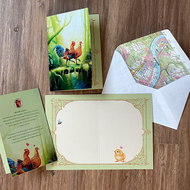 Set van 10 kleine kippenkaarten, inclusief verzending