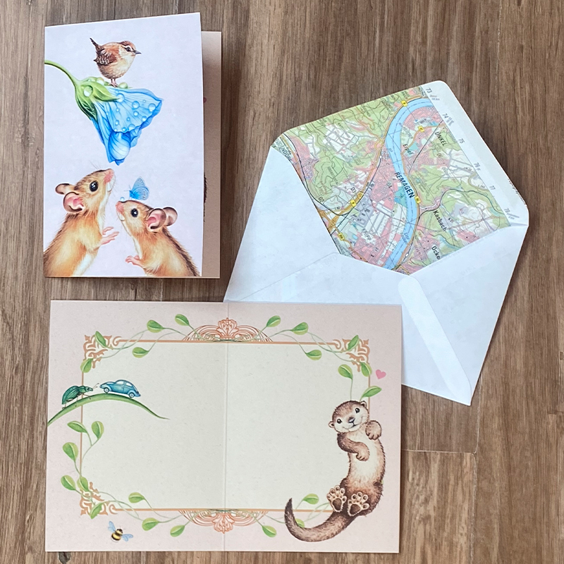 Set van 10 kleine muizenkaarten, inclusief verzending
